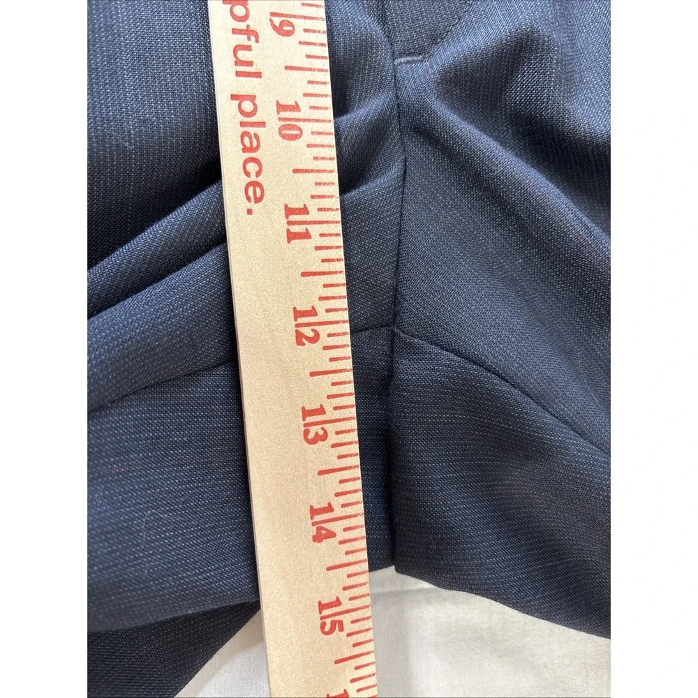 TownCraft Mens Pleated Front Dress Pants 36x30 Blue Pinstripe Wool Blend N2140